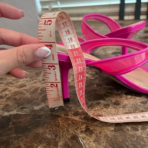 Women Stiletto Mid Heel Peep Open Toe Sandals Slip-on Size 9 Hot Pink - Picture 5 of 12